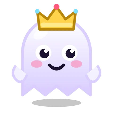 A happy ghost wearing a crown